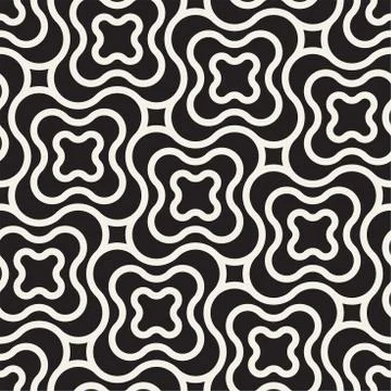 Vector Seamless Black And White Lines Pattern Abstract Background. Cross Shap Stock Illustration