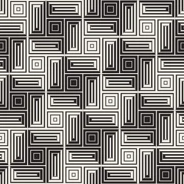 Vector Seamless Black And White Lines Pattern Abstract Background. Cross Shap イラスト素材