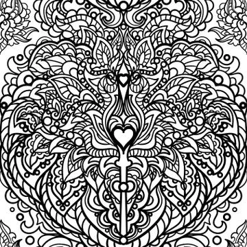 Vector Seamless Black and white Floral Pattern Stock Illustration