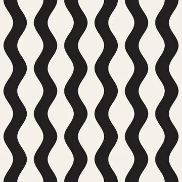 Vector seamless black and white wavy lines pattern. Abstract geometric Stock Illustration
