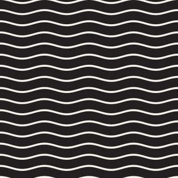 Vector Seamless Black and White Wavy Lines Pattern. Abstract Geometric Illustrazione stock