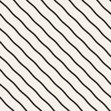 Vector Seamless Black and White Wavy Lines Pattern. Abstract Geometric Stock Illustration