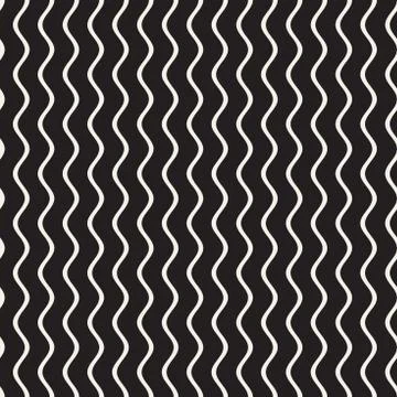 Vector Seamless Black and White Wavy Lines Pattern. Abstract Geometric Stock Illustration