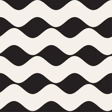 Vector Seamless Black and White Wavy Lines Pattern. Abstract Geometric Stock Illustration
