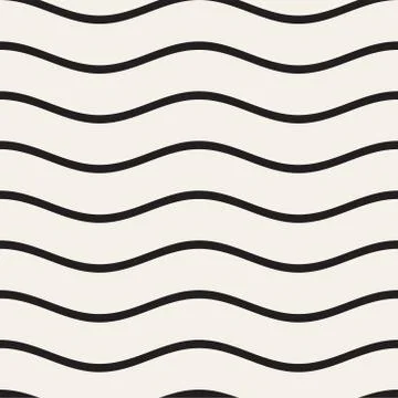 Vector Seamless Black and White Wavy Lines Pattern. Abstract Geometric Illustrazione stock