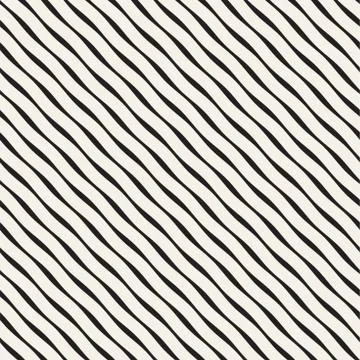 Vector Seamless Black and White Wavy Lines Pattern. Abstract Geometric Illustrazione stock