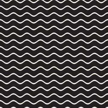 Vector Seamless Black and White Hand Drawn Wavy Lines Pattern 스톡 일러스트