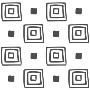 Vector seamless black and white geometric pattern of hand-drawn squares of di Stock Illustration