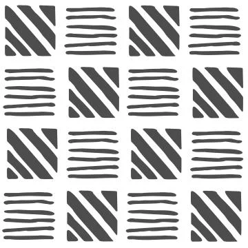 Vector seamless black and white geometric pattern of hand-drawn horizontal an Stock Illustration