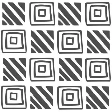 Vector seamless black and white geometric pattern of hand-drawn squares and d Stock Illustration