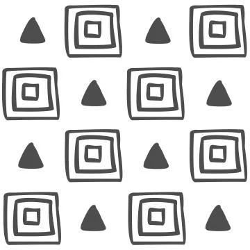 Vector seamless black and white geometric pattern of hand-drawn triangles and Stock Illustration