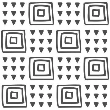 Vector seamless black and white geometric pattern of hand-drawn triangles and Illustrazione stock