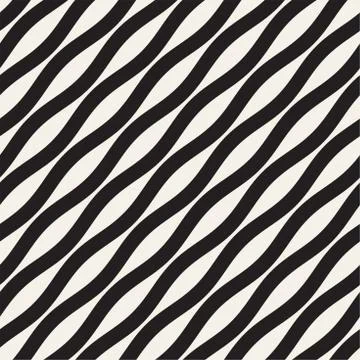 Vector seamless black and white wavy lines pattern. Abstract geometric backgr Illustrazione stock