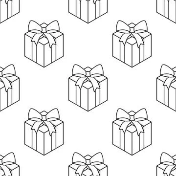 Vector seamless black and white pattern. Gift. Stock Illustration