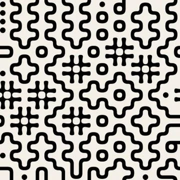 Vector Seamless Black and Wite Geometric Pattern Stock Illustration