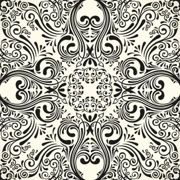 Vector seamless black pattern with art ornament. Vintage elements for design in 스톡 일러스트