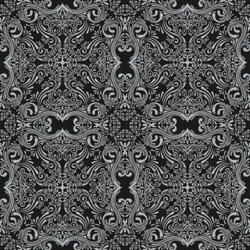 Vector seamless black pattern with art ornament. Vintage elements for design in Stock Illustration