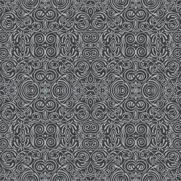 Vector seamless black pattern with art ornament. Vintage elements for design in イラスト素材