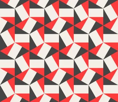 Vector Seamless Black Red White Hexagonal Triangles Rectangles Pattern Illustrazione stock