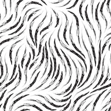 Vector seamless black texture of smooth torn lines isolated on white background Stock-Illustration