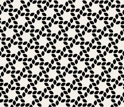 Vector Seamless Black  White Ellipse Hexagonal Rounded Rope Lines Pattern Stock Illustration