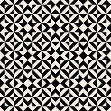 Vector Seamless Black White Ethnic Square Pattern Stock Illustration