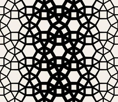 Vector Seamless Black White Geometric Lace Pattern Stock Illustration