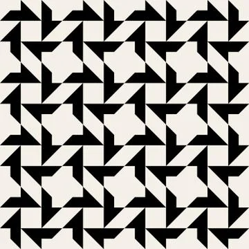 Vector Seamless Black White Geometric Square Tiling Pattern Stock Illustration