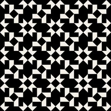 Vector Seamless Black White Geometric Square Tiling Pattern Illustrazione stock
