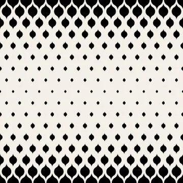 Vector Seamless Black  White Leaf Shape Halftone Pattern Stock Illustration