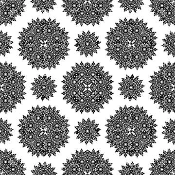 Vector Seamless Black White Mandala Pattern イラスト素材