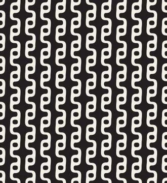 Vector Seamless Black  White Round Wavy Line Circle Pattern Stock Illustration