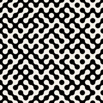 Vector Seamless Black White Rounded Maze Pattern Stock Illustration