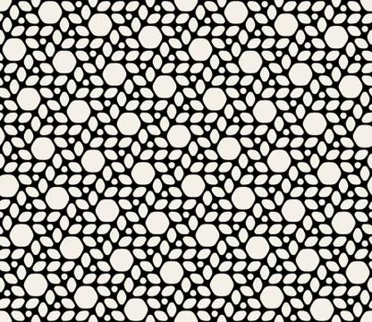 Vector Seamless Black White Rounded Hexagonal Circles Pattern Illustrazione stock
