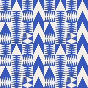 Vector Seamless Blue Abstract Geometric Irregular Triangle Arrows Tiling Pattern 스톡 일러스트