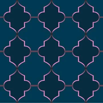 Vector Seamless Blue and Rose Gold Moroccan Pattern, Tiles. Stock Illustration