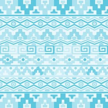 Vector seamless blue background with geometric aztec ornaments Stock Illustration