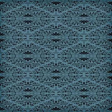 Vector seamless  blue floral pattern Stock-Illustration