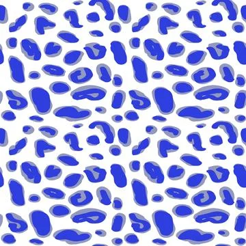 Vector seamless blue leopard pattern, black and blue spots on a white backgro 스톡 일러스트