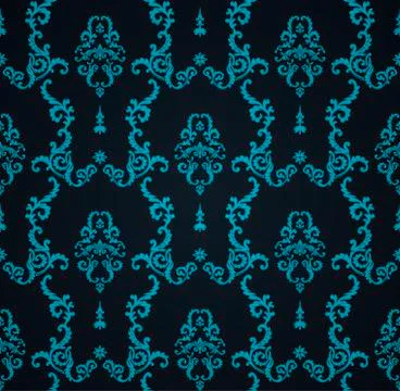 Vector seamless blue pattern with art ornament. Vintage elements for design in Stock Illustration