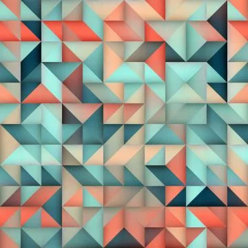 Vector Seamless Blue Pink Gradient Triangle Irregular Grid Square Pattern 스톡 일러스트