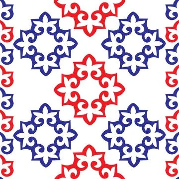 Vector seamless blue red national ornament. Turkish ornament. Moroccan tile mosa Stock Illustration