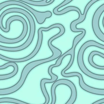 Vector seamless blue texture from smooth streamlined shapes on a turquoise Stock Illustration