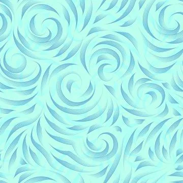 Vector seamless blue texture on a turquoise background. Smooth arch and curls Stock-Illustration