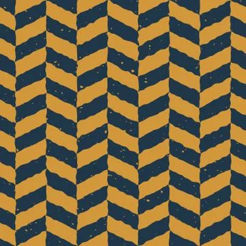 Vector Seamless Blue Yellow Color Hand Drawn Checker Distorted Parallelograms Illustrazione stock