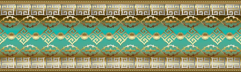 Vector seamless border. Baroque repeat pattern. Modern geometric Stock Illustration
