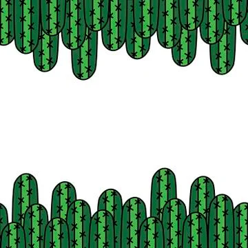 Vector seamless border with cactuses . Scandinavian style. Space for text Stock Illustration