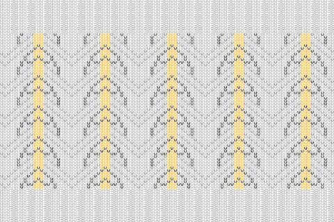 Vector seamless border, pattern. Beautiful grey-yellow knitted pattern on a gray Stock Illustration