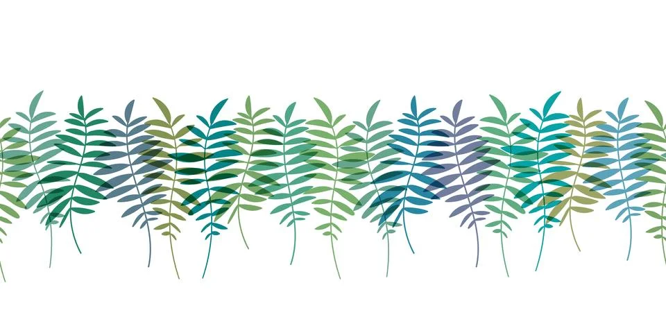Vector seamless border pattern. Palm leaves wallpaper. Tropical minimalisti.. Illustrazione stock