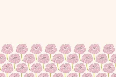 Vector seamless border with pink geranium flowers. Stock Illustration